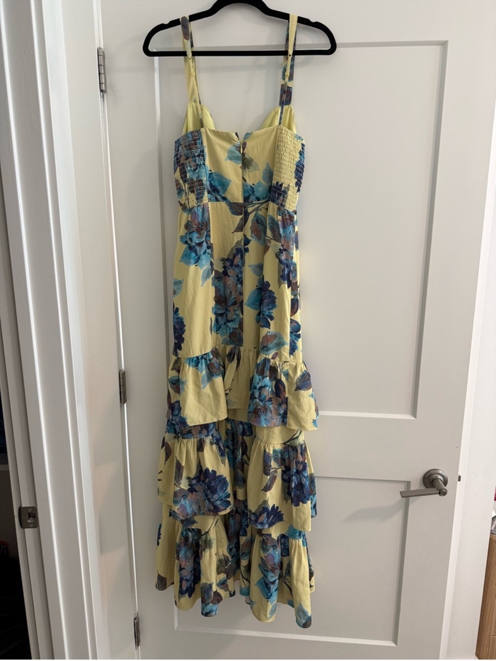Abercrombie & Fitch Floral Tiered Maxi Dress Women’s Medium Yellow Blue Cottagec - Picture 2 of 3